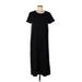 Uniqlo Casual Dress - Midi Crew Neck Short sleeves: Black Print Dresses - Women's Size Large