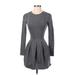 Wilfred Casual Dress - Fit & Flare Crew Neck Long sleeves: Gray Marled Dresses - Women's Size 00