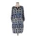 NY Collection Casual Dress - Shift Keyhole 3/4 sleeves: Blue Dresses - Women's Size 1X
