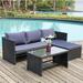 Longshore Tides 3 Pieces Patio Furniture Sectional Sets Rattan Sofa w/ Cushion Synthetic Wicker/All - Weather Wicker/Metal/Wicker/Rattan | Wayfair