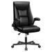 Latitude Run® Efrawin PU Leather Executive Chair w/ Flip-Up Armrests Upholstered/Metal in Black | 44 H x 28 W x 28 D in | Wayfair