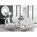 East Urban Home Areza High Gloss Extendable Dining Table Set w/ 8 Luxury Faux Leather Dining Chairs Wood/Upholstered/Metal | Wayfair