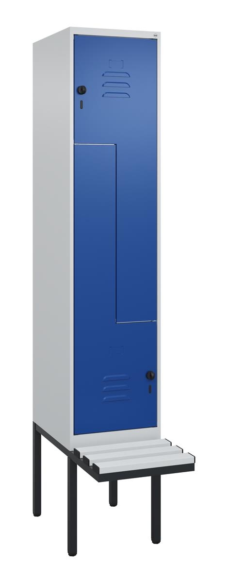 C+P Z-Spind Classic PLUS, Bank, 2 Abteile, 2120x400x815mm, 7035/5010 Image