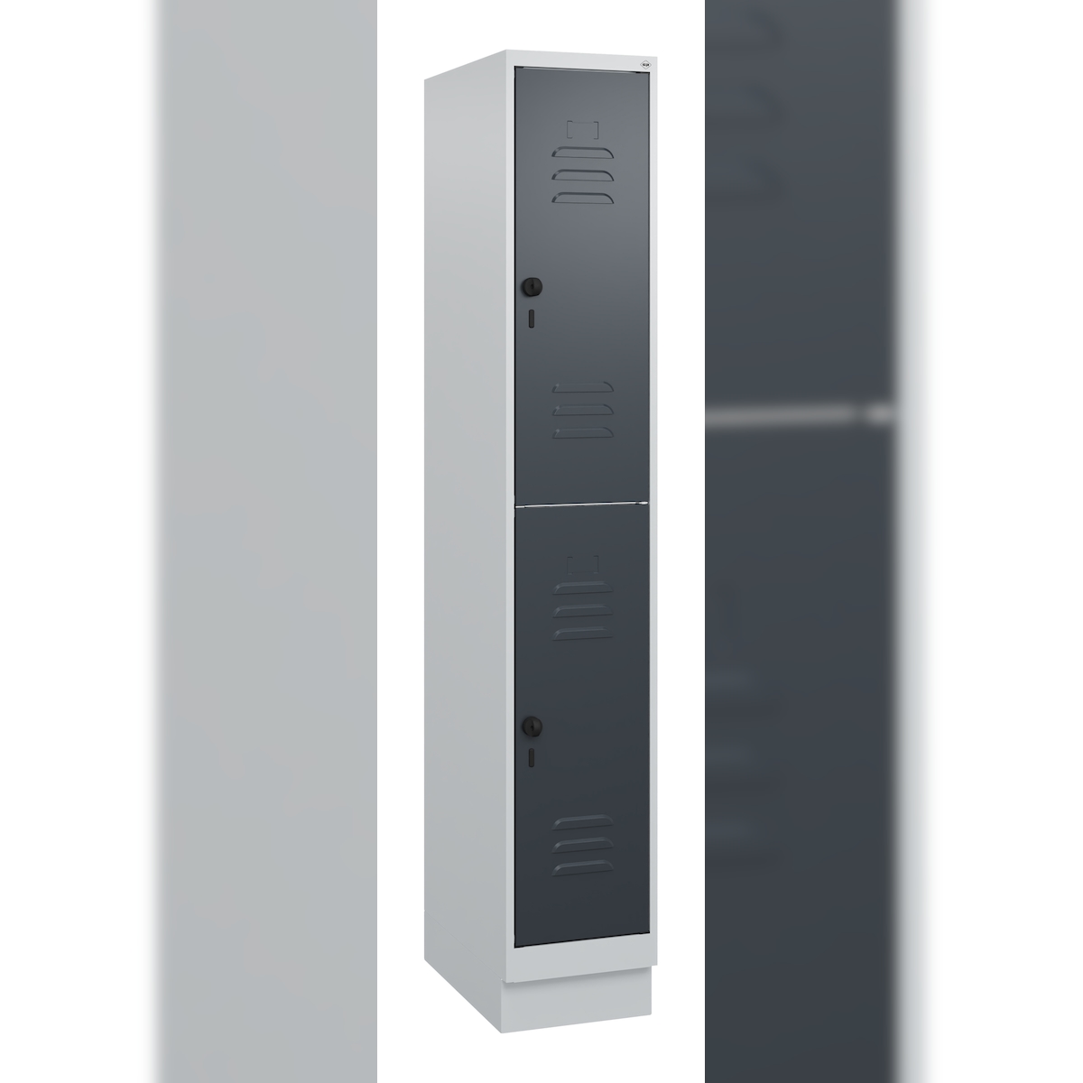 C+P Doppelstock-Spind Classic PLUS, Sockel, 1 Abteil, 1800x300x500mm, 7035/7016 Image