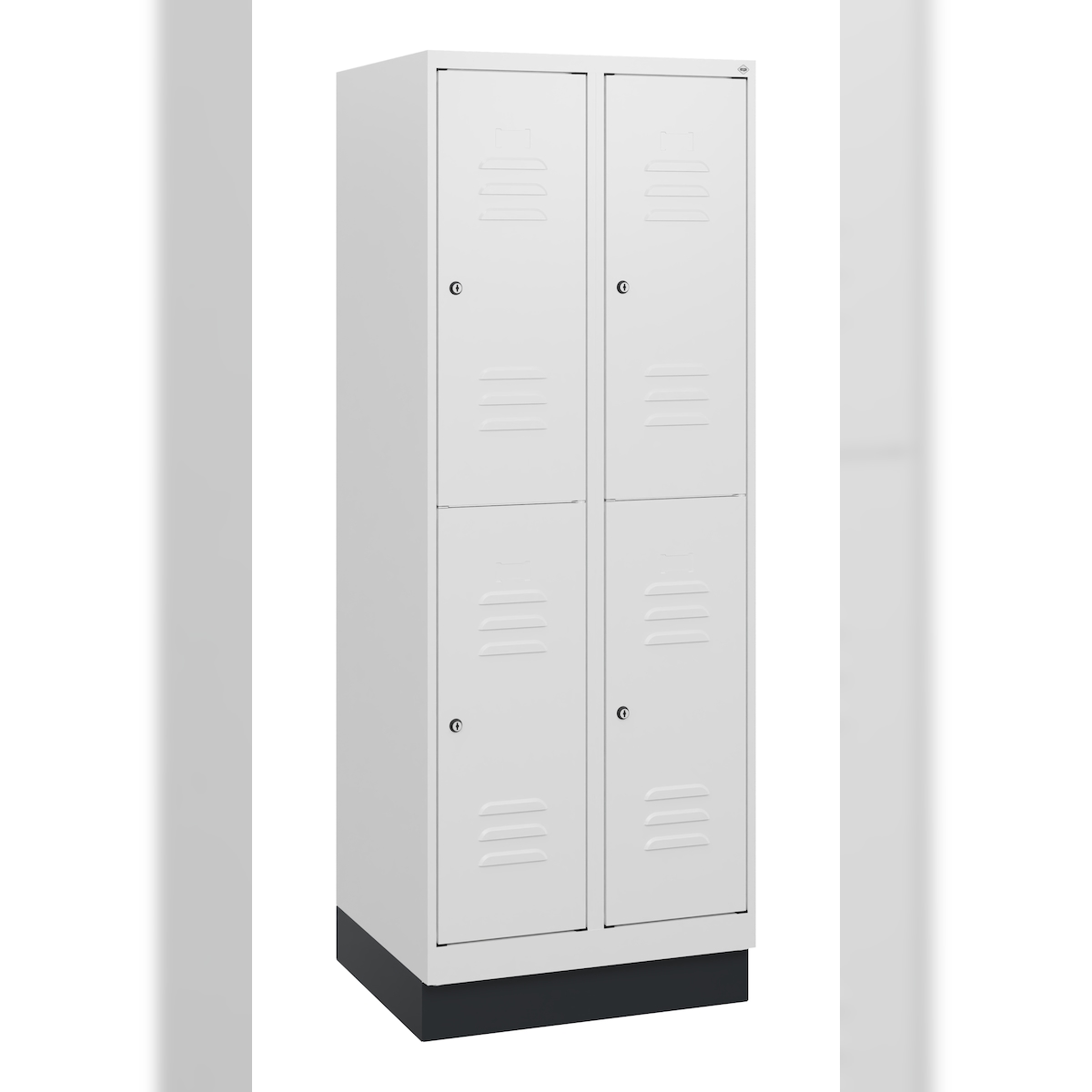 C+P Doppelstock-Spind Classic PLUS, Sockel, 2 Abteile, 1630x600x500mm, 9016/9016 Image