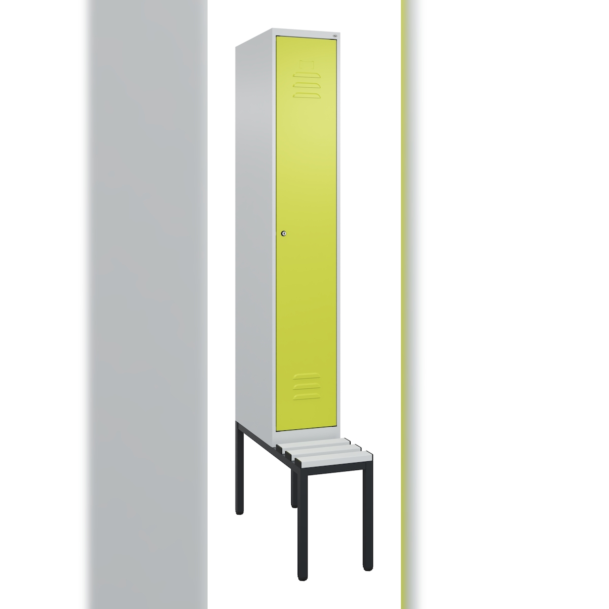 C+P Spind Classic PLUS, Bank, 1 Abteil, 2120x300x815mm, 7035/0024 Image