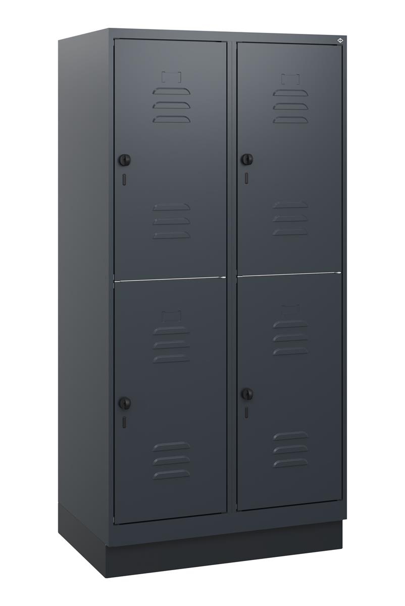 C+P Doppelstock-Spind Classic PLUS, Sockel, 2 Abteile, 1630x800x500mm, 7016/7016 Image