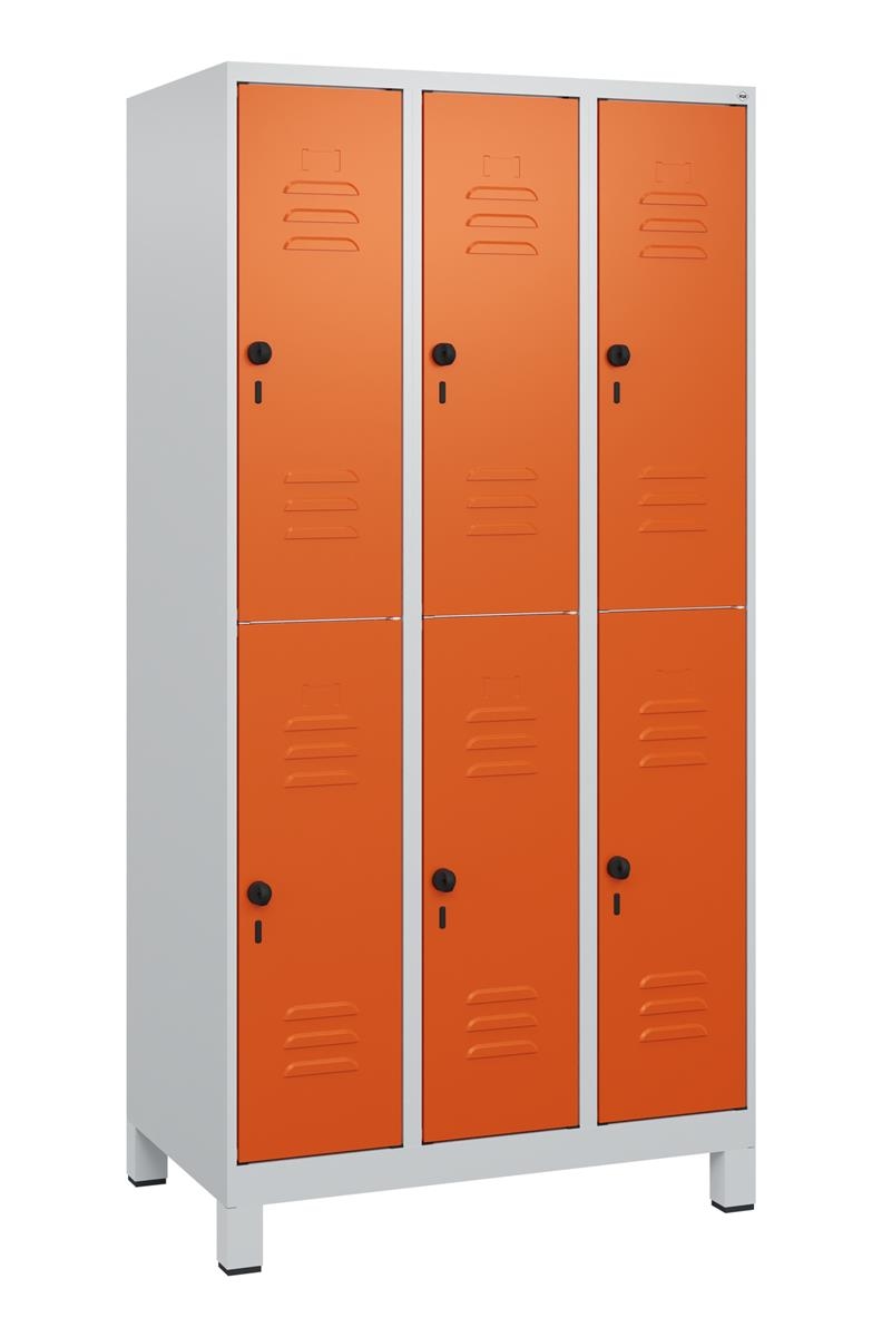 C+P Doppelstock-Spind Classic PLUS, Füße, 3 Abteile, 1800x900x500mm, 7035/2004 Image