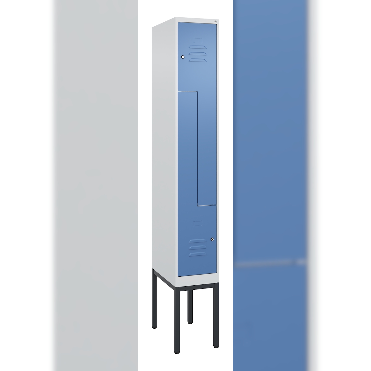 C+P Z-Spind Classic PLUS, Gestell, 2 Abteile, 2120x300x500mm, 7035/5023 Image