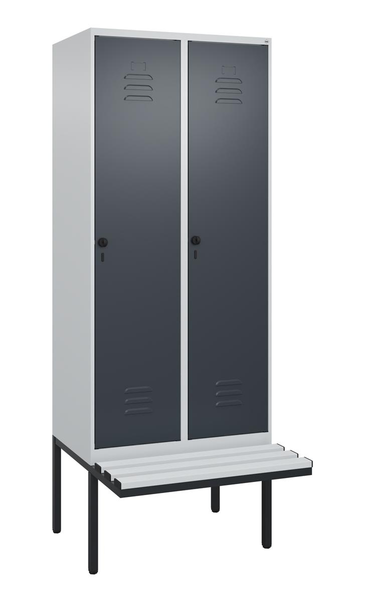 C+P Spind Classic PLUS, Bank, 2 Abteile, 2120x800x815mm, 7035/7016 Image