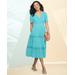 Draper's & Damon's Women's Malibu Gauze Tiered Dress - Blue - PS - Petite