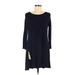 Eileen Fisher Casual Dress - Mini Scoop Neck Long sleeves: Blue Print Dresses - Women's Size Medium