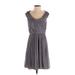 Ann Taylor Casual Dress - A-Line: Gray Solid Dresses - Women's Size 2