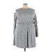 Lane Bryant Casual Dress - Mini Crew Neck 3/4 sleeves: Gray Marled Dresses - New - Women's Size 22 Plus