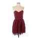Lovers + Friends Cocktail Dress - Party: Burgundy Hearts Dresses - Women's Size Small