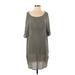 Silence and Noise Casual Dress - Shift Scoop Neck Short sleeves: Gray Print Dresses - Women's Size Small