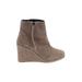 TOMS Ankle Boots: Tan Solid Shoes - Women's Size 7 1/2 - Round Toe
