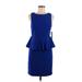 Alice + Olivia Casual Dress Crew Neck Sleeveless: Blue Print Dresses - Women's Size 8