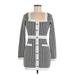 Shein Casual Dress - Bodycon Square Long sleeves: White Color Block Dresses - Women's Size Medium
