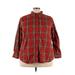 Lands' End Long Sleeve Button Down Shirt: Red Plaid Tops - Women's Size 24