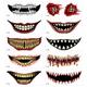 2023 New Halloween Prank Makeup Temporary 12PCS Halloween Clown Horror Mouth Stickers Removable And Realistic Temporary Kit Halloween Makeup Props (10pcsï¼‰