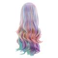 marioyuzhang Half Wigs for Multicolor Women Human Hair Wig Bundles Daily Party Girls Wigs Charming Multi-Color Or Long Curly Cosplay Use for Full Wig Glueless Closure Wefted Wigs