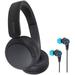 Sony WH-CH520 Wireless On-Ear Headphones (Black) with JLab Play Gaming Wireless Bluetooth Earbuds