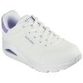 Sneaker SKECHERS "UNO - POP BACK" Gr. 41, bunt (weiß, violett) Damen Schuhe Sneaker Freizeitschuh, Halbschuh, Schnürschuh komfortabler Skech-Air Funktion Bestseller