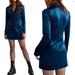 Free People Dresses | Free People Shayla Velvet Fitted Stretch Blue Mini Dress - Worn & Washed Once | Color: Blue | Size: L