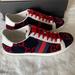 Gucci Shoes | Gucci Velvet Gg Ace Sneakers | Color: Blue/Red | Size: 7.5