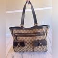 Gucci Bags | Beautiful Gucci Abbey Gg Canvas Leather Tote Bag Hand Bag Black | Color: Black | Size: Os