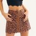 Free People Skirts | Free People Zip It Up Leopard Print Denim Mini Skirt Size 27 | Color: Brown/Tan | Size: 27
