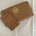 Tory Burch Bags | New Tory Burch Britten Leathet Wallet Continental With Cardholder Keychain | Color: Gold/Tan | Size: Os