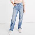 Madewell Jeans | Madewell The Dadjean Distressed Loose Fit Bleached Edition Blue Denim Jeans | Color: Blue/White | Size: 28