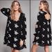 Free People Dresses | Nwot Free People Embroidered Long Sleeve Austin Mini Dress Size M | Color: Black/White | Size: M