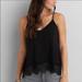 American Eagle Outfitters Tops | American Eagle Outfitters Soft And Sexy Black Lacey Bottom Strappy Tank | Color: Black/Tan | Size: S