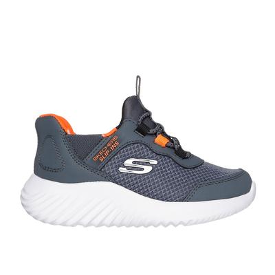 Skechers Boy's Slip-ins: Bounder - Brisk-Burst Sneaker | Size 5.0 | Charcoal/Orange | Synthetic/Textile | Machine Washable
