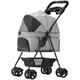 Pet Stroller Cat Dog 4 Wheels Jogger Strolling Cart for Medium Small Dogs Cats Travel Folding Puppy Carrier with Cup Holder Removable Liner Max. Loading 26 LBS (Gray(Grey)) (Gray(Grey))