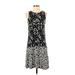 Ann Taylor LOFT Casual Dress - A-Line Crew Neck Sleeveless: Black Floral Dresses - Women's Size X-Small