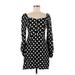 Just Fab Casual Dress - Mini Sweetheart Long sleeves: Black Polka Dots Dresses - Women's Size Medium