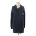 Hollister Casual Dress - Sweater Dress Tie Neck Long sleeves: Blue Print Dresses - Women's Size Small