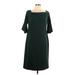 H&M Casual Dress - Sheath Square 3/4 sleeves: Green Print Dresses - Women's Size Large