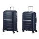 Samsonite Flux - Spinner L Erweiterbar Koffer, 75 cm, 111 L, Blau (Navy Blue) & Flux - Spinner S Erweiterbar Handgepäck, 55 cm, 44 L, Blau (Navy Blue)