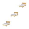 ibasenice 3 Pcs Mini Double Bed Miniature Bed for Dollhouse Miniatures Mini Bed Accessory Kids Play Toy Bed Accessories Simulation Bed Accessory Artificial Bed Micro Scene Solid Wood Oak