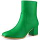 Allegra K Women's Square Toe Side Zip Block Heel Ankle Boots Grass Green 6 UK/Label Size 8 US