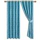 ml MassAri Limited Jacquard 66''x72'' Ring Top Teal Curtain 2 Panels Window Grommet Draperies for Bedroom Living room - 2 Tie Backs Included (Diana Teal, W66' x L72)