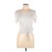 Charlotte Russe Short Sleeve T-Shirt: Silver Tops - Women's Size Large