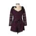 Alexis Casual Dress - Mini Plunge Long sleeves: Burgundy Print Dresses - Women's Size X-Small