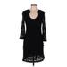 Trina Turk Casual Dress - Sheath Scoop Neck 3/4 sleeves: Black Solid Dresses - Women's Size 6