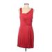 BCBGMAXAZRIA Casual Dress - Sheath Cowl Neck Sleeveless: Red Print Dresses - Women's Size Medium